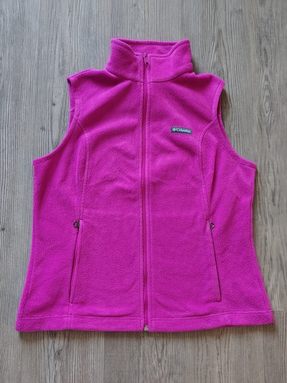 Columbia Women's Bright Pink Full Zip Vest Zipped Pockets Outdoor Casual Size L